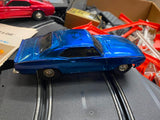 Eldon Slot Car Set 1/32 Red Blue Chrome Camaro Mustang Fastback California Custo