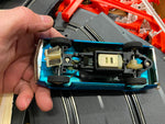 Eldon Slot Car Set 1/32 Red Blue Chrome Camaro Mustang Fastback California Custo