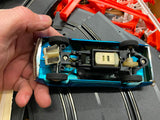 Eldon Slot Car Set 1/32 Red Blue Chrome Camaro Mustang Fastback California Custo