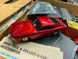 Eldon Slot Car Set 1/32 Red Blue Chrome Camaro Mustang Fastback California Custo