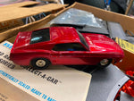 Eldon Slot Car Set 1/32 Red Blue Chrome Camaro Mustang Fastback California Custo