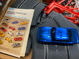 Eldon Slot Car Set 1/32 Red Blue Chrome Camaro Mustang Fastback California Custo