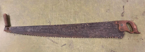 VTG antique Warranted Superior two man Crosscut Logging Saw Log Cabin Deco 47"