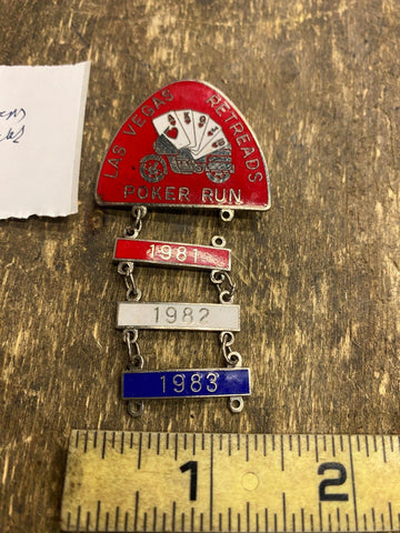 Vtg Las Vegas Retreads Poker run pin Shovelhead 1981-1983 Biker Motorcycle Harle