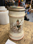 Antique 1900's Beer Mug German Stein Hand Painted Artwork Picture Orig!