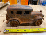 Vtg Cast Iron Toy Car Sedan 6" Artillary Wheels gangster Antique 1920's usa got