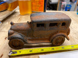 Vtg Cast Iron Toy Car Sedan 6" Artillary Wheels gangster Antique 1920's usa got