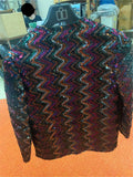 VINCENTI SMALL BLOUSE MULTICOLORED SEQUINS OVER BLACK