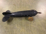 VTG 1920's antique Wyandotte Toy Pressed Steel Tin Black Airplane Orig Unrestore