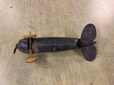VTG 1920's antique Wyandotte Toy Pressed Steel Tin Black Airplane Orig Unrestore