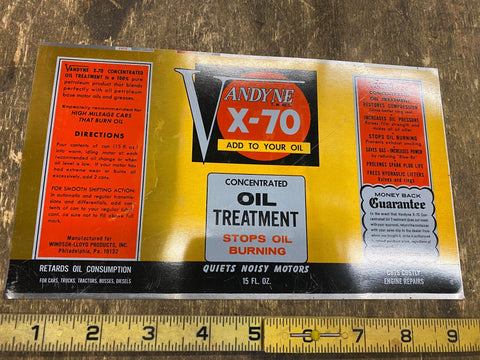 Vtg NOS Oil Can Unrolled Vandyne X-70 Treatment Gas Service Station Sales Promo