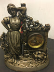 ~Vintage Cast Greek/Italian Maiden Garden Woman Leaning On A Wash Board clock.~~
