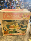 Vtg Coleman Jug Water Drink cooler Leamonaid Camping outdoor 1 gallon Orig Box