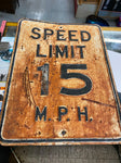 Vtg Embossed Speed limit Sign Heavy Steel Traffic Oil Gas Service station garage