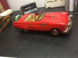 MINT 1960's Vintage Ford Thunderbird Red Tin Toy Car TN Battery Operated w Box!