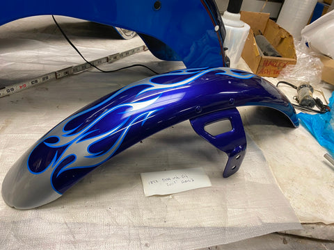 Front Fender Harley FXDWG-3 Wide Glide Cvo Screamin Eagle Blue flames 2003