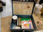 Vtg MSA Mine Safety First Aid Kit Metal Box Full Snake Bike bandages Collectible