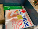 Vtg MSA Mine Safety First Aid Kit Metal Box Full Snake Bike bandages Collectible