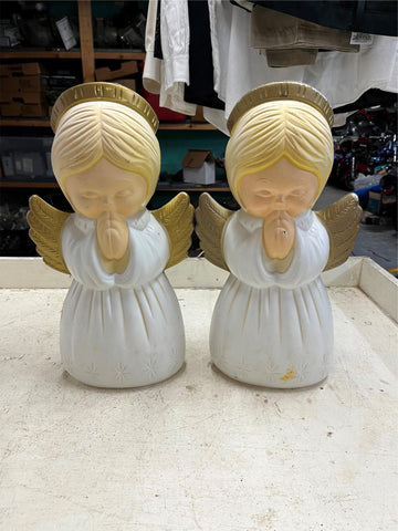 vtg lot of 2 1999 Grand Venture praying angels blow molds tested working 18"