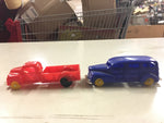 1950's Banner USA toy plastic trucks vtg trains Lionel lot of 4 blue red green