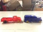 1950's Banner USA toy plastic trucks vtg trains Lionel lot of 4 blue red green