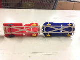 1950's Banner USA toy plastic trucks vtg trains Lionel lot of 4 blue red green