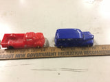 1950's Banner USA toy plastic trucks vtg trains Lionel lot of 4 blue red green
