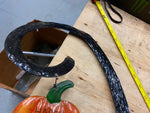 Vtg Halloween Decoration Black Cat Pumpkin Bobble Head Tin Metal 35" Holiday Dec
