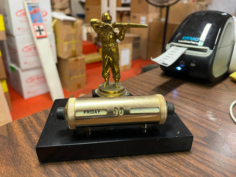 VTG Mid Century Rifleman's trophy perpetual calendar mancave decoration