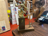 VTG 1960s Bowling League Awards Trophy Wood Bottomed solid brass