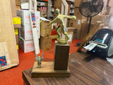 VTG 1960s Bowling League Awards Trophy Wood Bottomed solid brass