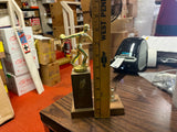 VTG 1960s Bowling League Awards Trophy Wood Bottomed solid brass