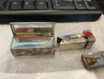 Vtg 800 Silver Lipstick Holder mirror cabochon Engraved Italy WW2 Art dec Classy