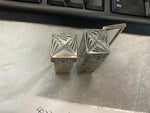 Vtg 800 Silver Lipstick Holder mirror cabochon Engraved Italy WW2 Art dec Classy