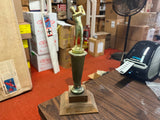 VTG 1960s Golf Award Trophy Solid Brass Wood Bottomed Broken club