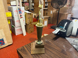 VTG 1960s Golf Award Trophy Solid Brass Wood Bottomed Broken club