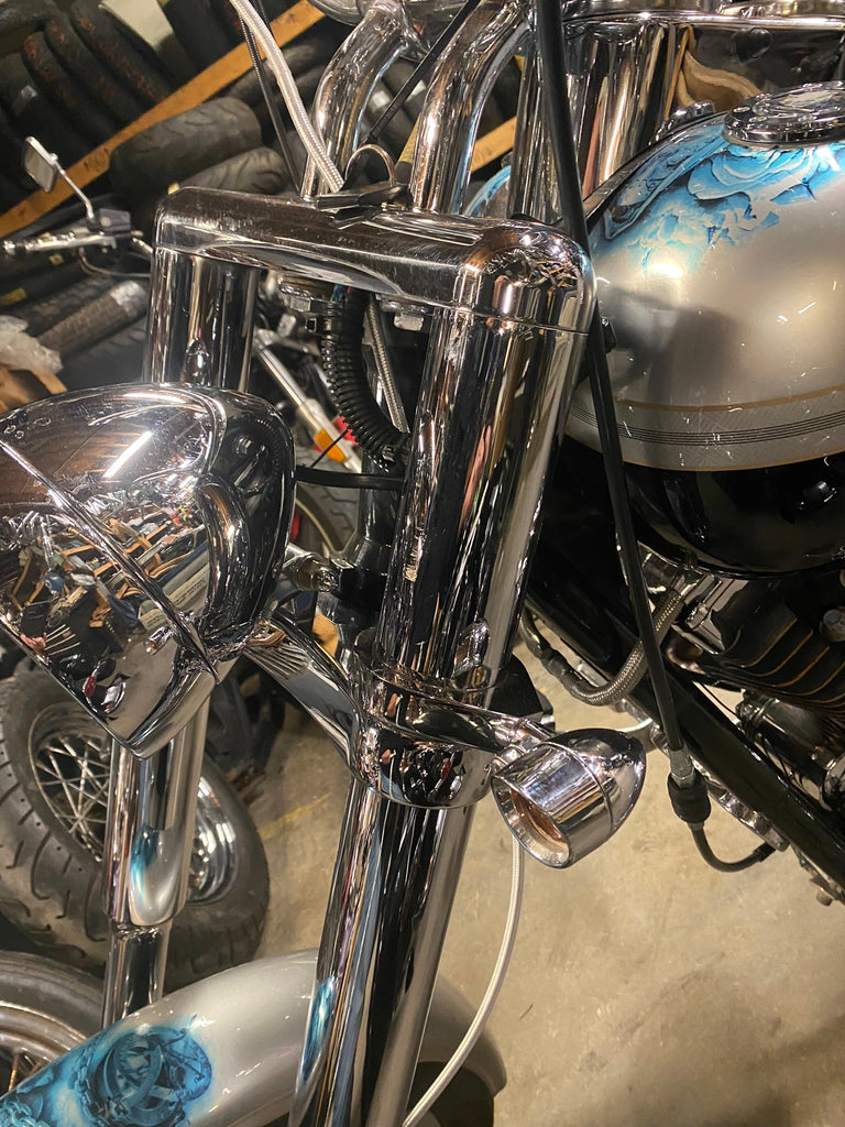 Chopper Forks Chain American Suspension Inverted Forks Raked Trees Dyna Softail Chopper Wi ...