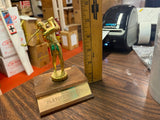VTG 1963 ECO Playoff Champions Golfing Awards Trophy Solid Brass Wood Bottomed