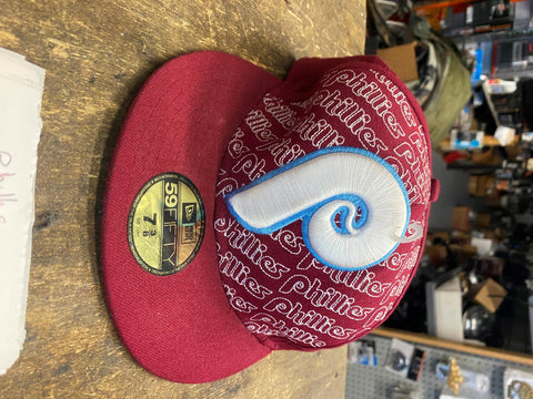 Phillies 59fifty new era Red cooperstown fitted 7 3/8 Baseball Cap hat Memorabil