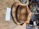 Vtg Plaid Fedora Mens Hat Cap Tweed? Wool  Trilby 7 3/8 1950's Dress Work Movie