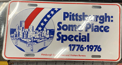 Vtg Bicentenial License Plate Pgh Pittsburgh 1776-1976 Car Auto Truck Metal Rod!