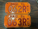 VTG 1971 Pair of 2 Front & Rear Arizona License Plates Orig Rare Motorcycle