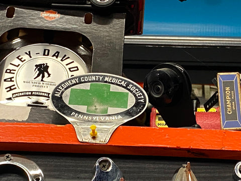 Vtg Allegheny county Medical Society Auto Truck Cycle License Plate topper Hot r