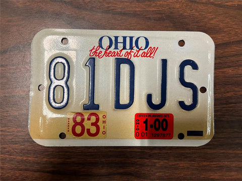 VTG 2000??? Ohio State Motorcycle License Plate 81DJS The Heart of It All