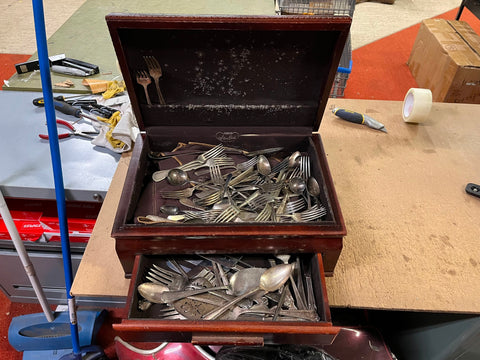 VTG 83 piece set plated silver silverware box Oneida Aladdin Leonard L&C Lot
