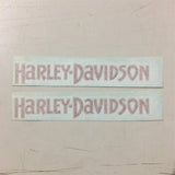 Harley-Davidson Pair Block Style Letters Gas Tank Stickers Decals Red Silver