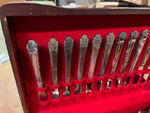 VTG Mixed Silverplate 1847 Rogers Eternally yours Precious Court 41 pieces + Box