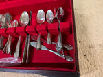 VTG Mixed Silverplate 1847 Rogers Eternally yours Precious Court 41 pieces + Box