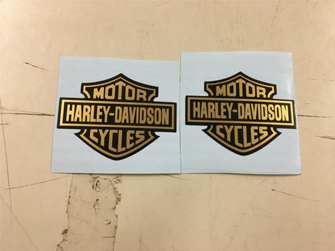 GAS TANK DECALS STICKERS HARLEY FX LOW RIDER SPORTSTER BAR SHIELD GOLD