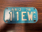 VTG 1978 Arizona State Motorcycle License Plate 11EW Original